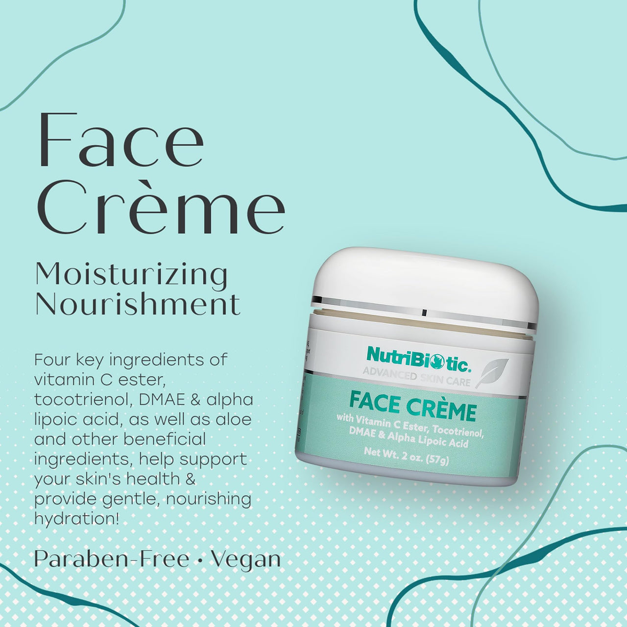 NutriBiotic – Antioxidant Properties Face Cream, 2 Oz with GSE | Deep Moisturizing with Aloe, Botanical Oils, DMAE, Tocotrienols, Vitamin C Ester, Alpha Lipoic Acid | Natural Fragrance | Paraben Free