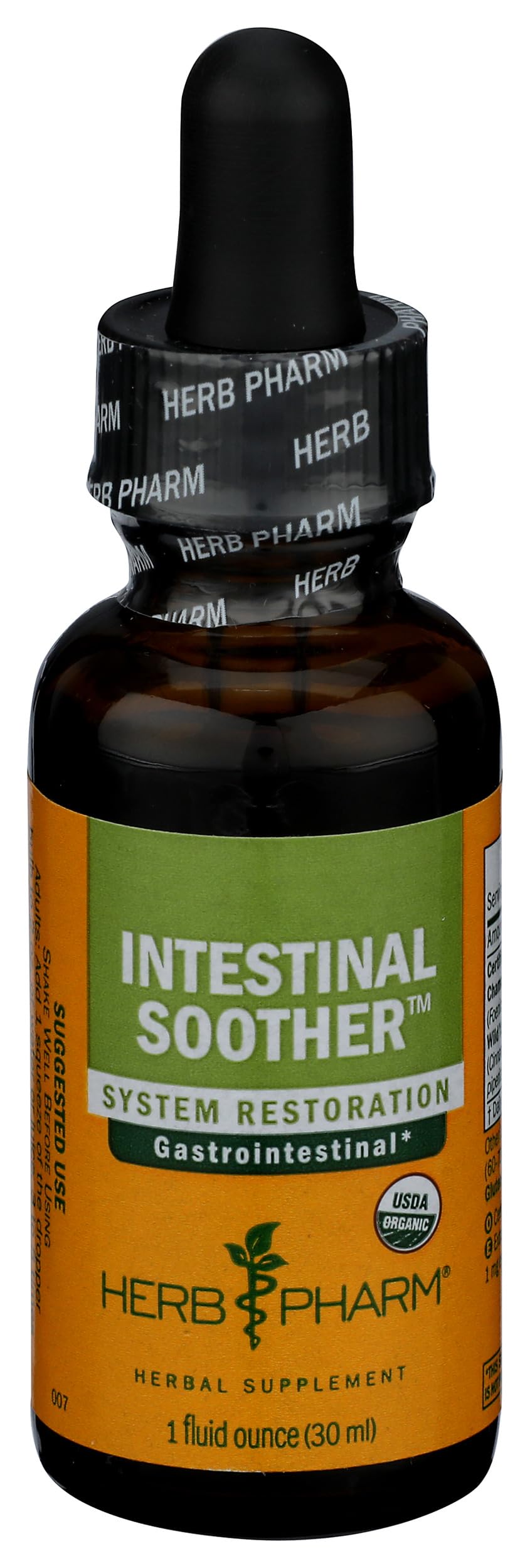 Herb Pharm Certified Organic Intestinal Soother Liquid Herbal Formula with Turmeric Extract - 1 Ounce (FIS01)