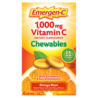 Thumbnail for Emergen-C Chewable Vitamin C 1000mg, With B Vitamins And Antioxidants Tablet (40 Count, Orange Blast Flavor), Dietary Supplement