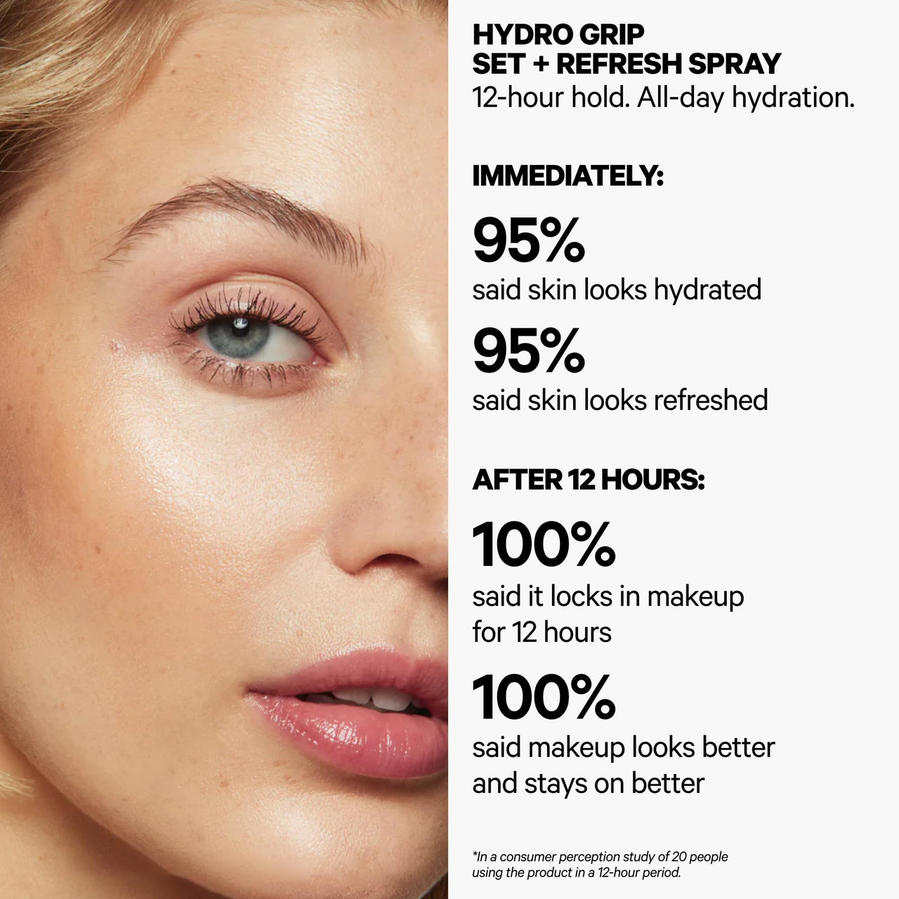 Milk Makeup Hydro Grip Set + Refresh Spray with Hyaluronic Acid â€“ Sets Makeup + Hydrates Skin for Up to 12 Hours â€“ Long-Lasting, Alcohol-Free Facial Mist for Dewy, Radiant Skin â€“ 3.38 oz