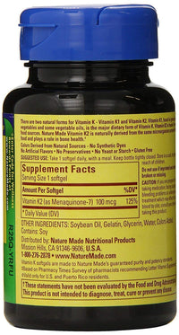 Thumbnail for Nature Made Vitamin K2 100 mcg Softgels 30 (3) (Packaging May Vary)