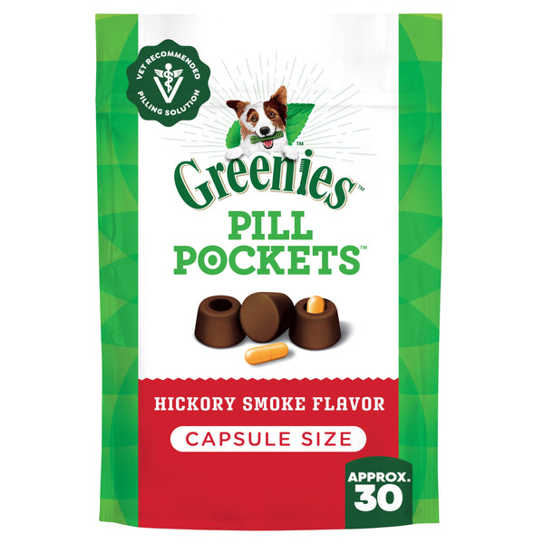 Greenies Pill Pockets for Dogs Large Size, Dog Treat Pouch for Capsule Medication, Hickory Smoke Flavor, 7.9 oz. Pouch