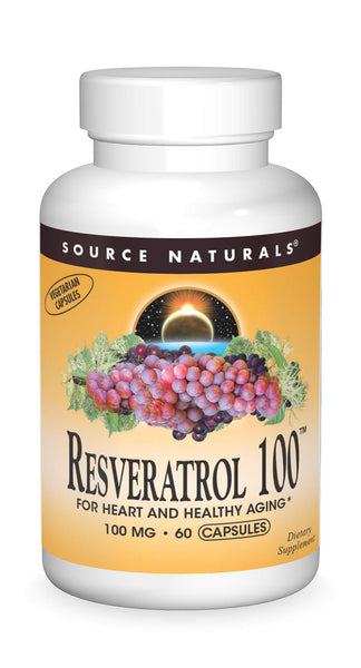Source Naturals Resveratrol 100, for Heart and Healthy Aging* 100 mg - 60 Vegetarian Capsules