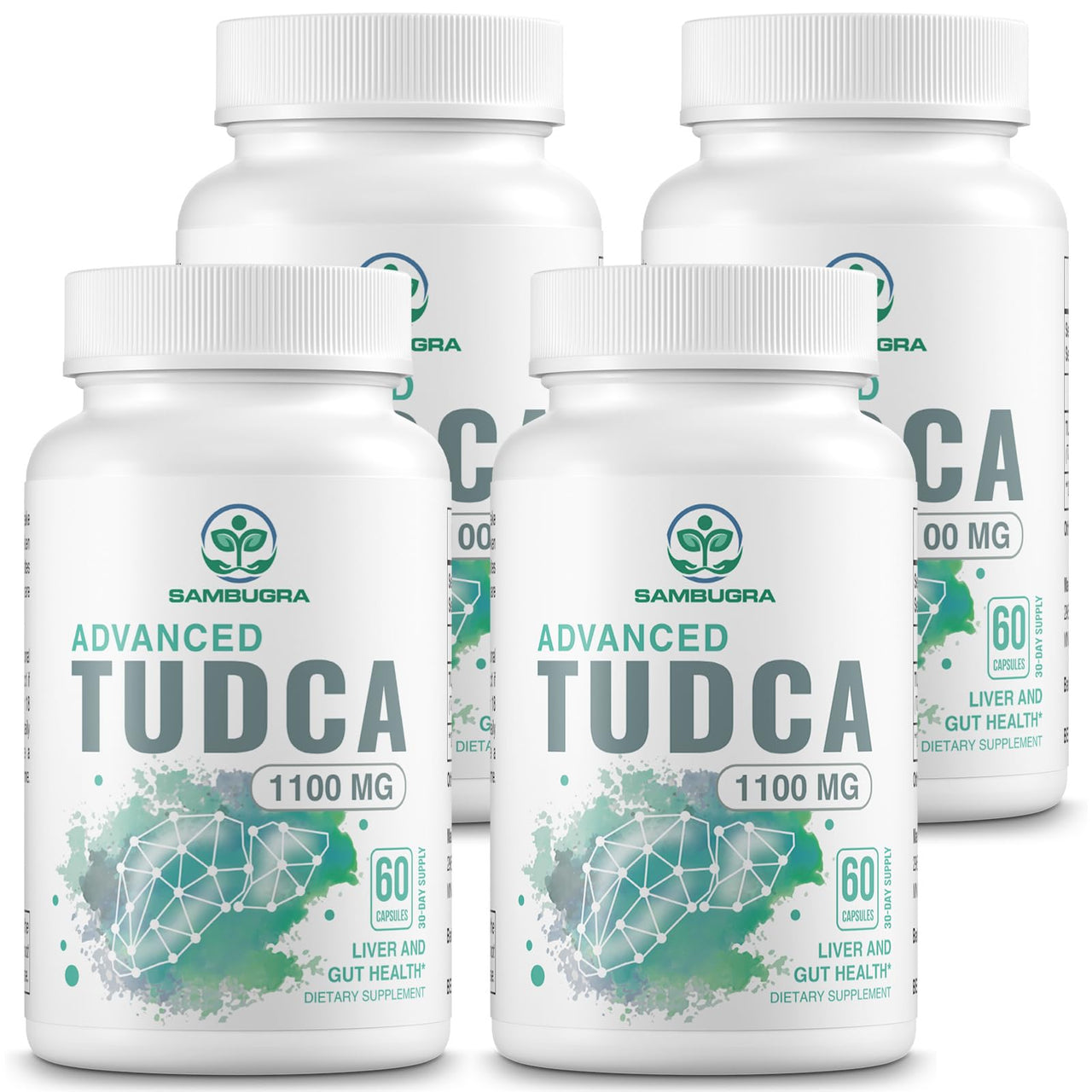 Sambugra Advanced TUDCA 1100mg - Ultra Strength Bile Salt TUDCA Supplements, TUDCA Liver Supplements for Liver Cleanse Detox and Repair, 240 Capsules (Pack of 4)