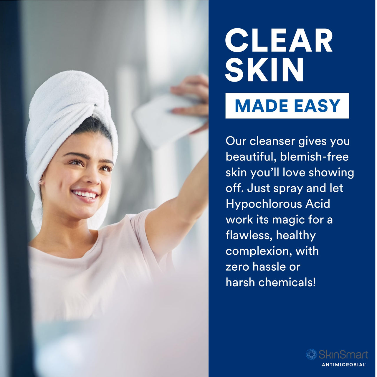 SkinSmart Facial Cleanser for Breakouts, Targets Bacteria for Post-Workout Pimples, Blemishes and Sweat Irritation; 8 oz Spray, Safe for All Ages: Adults and Teens