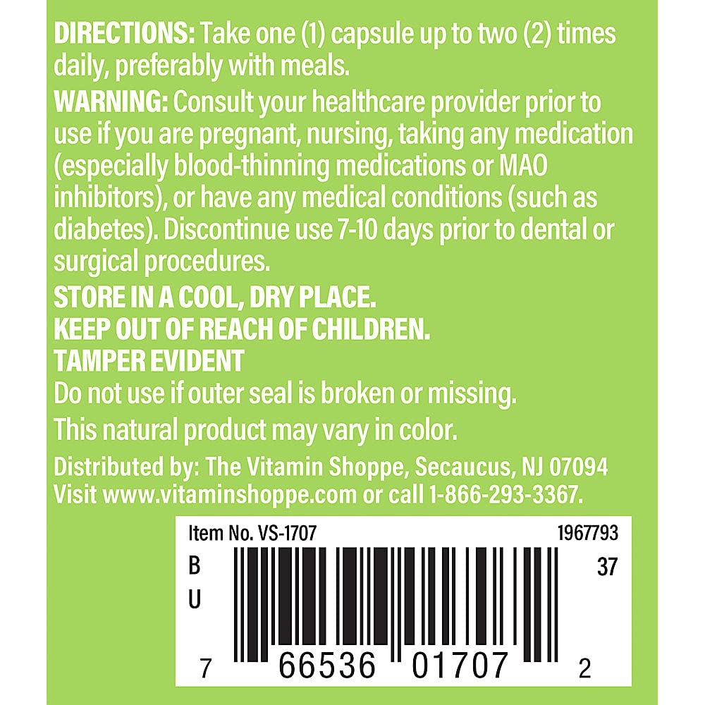 The Vitamin Shoppe Ginkgo Biloba 60MG - Memory Support, Mental Clarity & Circulation, Standardized Extract (120 Capsules)