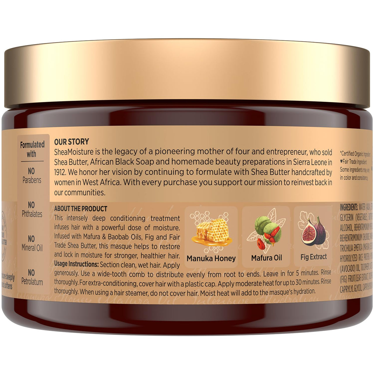 Shea Moisture Hair Mask, Manuka Honey & Mafura Oil Intensive Hydration Masque 2-Pack for Revitalizing Extra Dry, Damaged Hair, Frizz Control, 12 Oz Ea