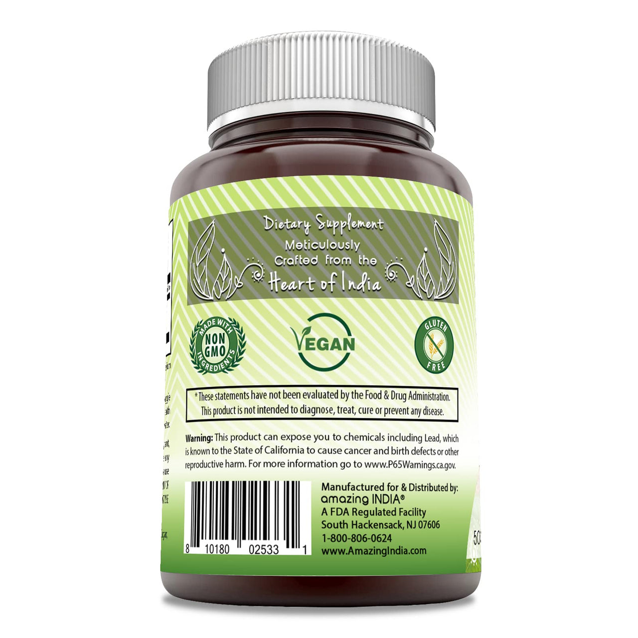 Amazing India Neem (Made with Natural Neem Leaf) Supplement | 500 Mg | 120 Veggie Capsules | Non-GMO | Gluten-Free | Made in USA