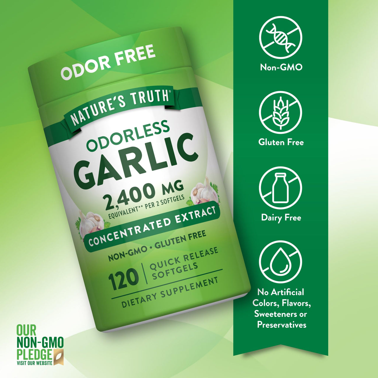 Nature's Truth Odorless Garlic | 120 Softgels | Extract Pills | Non-GMO, Gluten Free Supplement