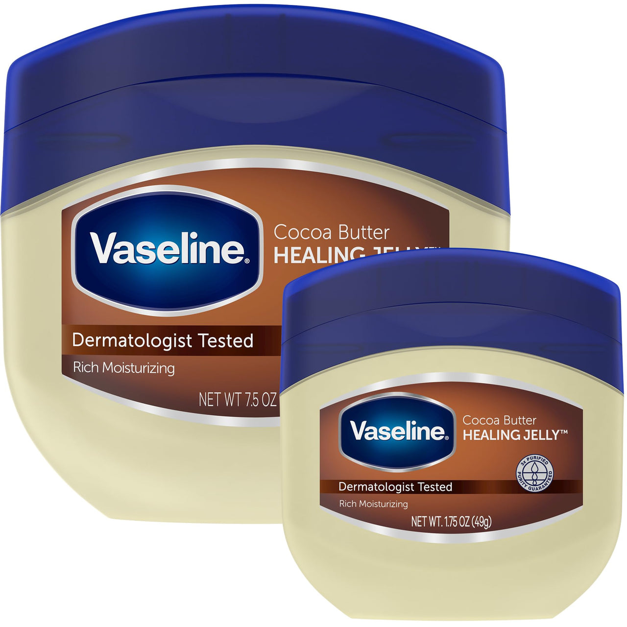 Vaseline Petroleum Jelly Blue Seal With Cocoa Butter (7.5 Oz)+bonus 1.75 Oz.