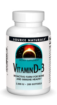 Thumbnail for Source Naturals Vitamin D-3 2000 iu Supports Bone & Immune Health - 200 Softgels