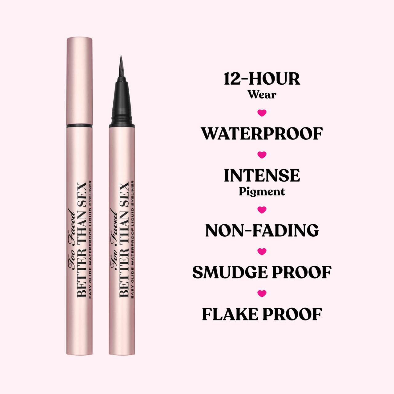 Too Faced Better Than Sex Easy Glide Liquid Eyeliner | Flake & Waterproof Liquid Eyeliner For Intense Pigment, 0.02 Fl Oz, Black