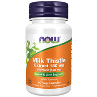 Thumbnail for NOW Foods Supplements, Silymarin Milk Thistle Extract 150 mg with Turmeric, Supports Liver Function*, 60 Veg Capsules