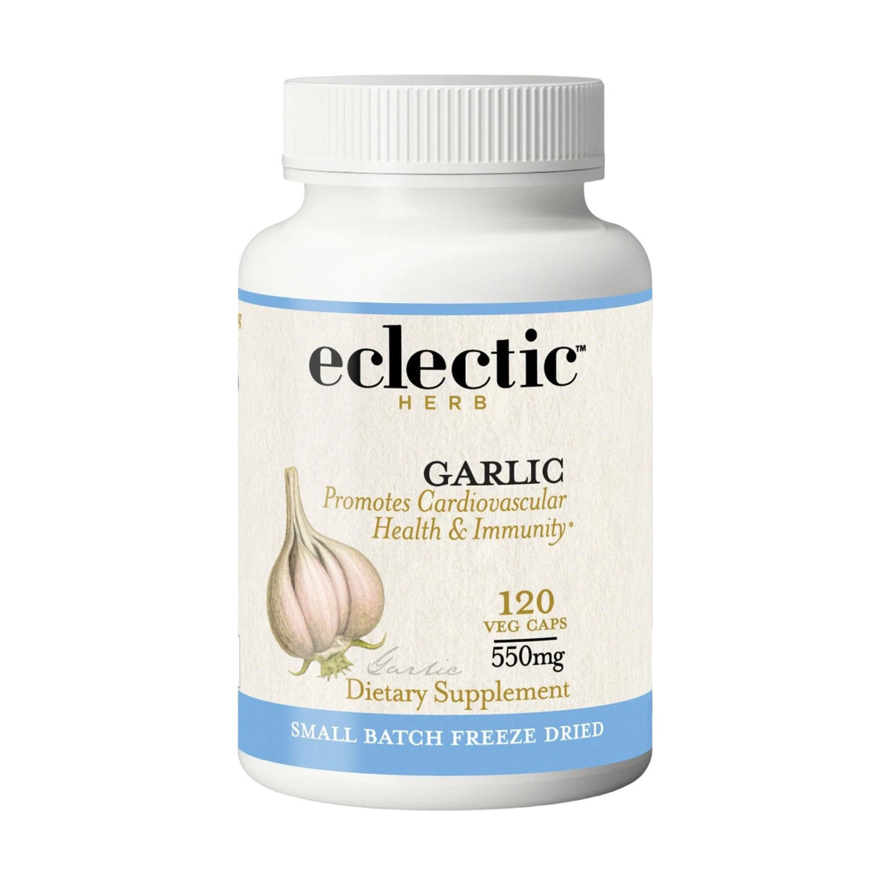 Eclectic Herb - Garlic Capsules | Cardiovascular Heart Health and Immune Support | Dietary Supplement | Vegan, Natural, Non-GMO, Gluten Free (120 CT | 550 mg)