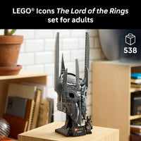Thumbnail for LEGO Icons The Lord of The Rings: Sauron's Helmet - Building Set for Adults, Ages 18+ - Bedroom, Home Office, Book Shelf Decor - W/Sauron Minifigure - Gift for Birthdays - 11373