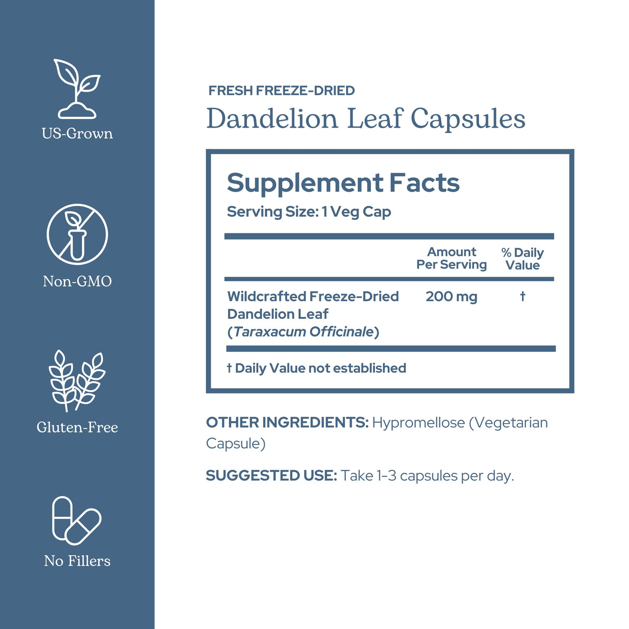 Eclectic Herb - Raw Freeze-Dried Dandelion Leaf Capsules | Supports Cleansing, Digestive Function & Heart Health | Natural Herbal Supplement | Organic, Non-GMO, Vegan, Whole Herb (90 CT | 200 mg)