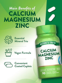 Thumbnail for Nature's Truth Calcium Magnesium Zinc | 90 Coated Caplets | Vegan, Non-GMO, and Gluten Free Supplement