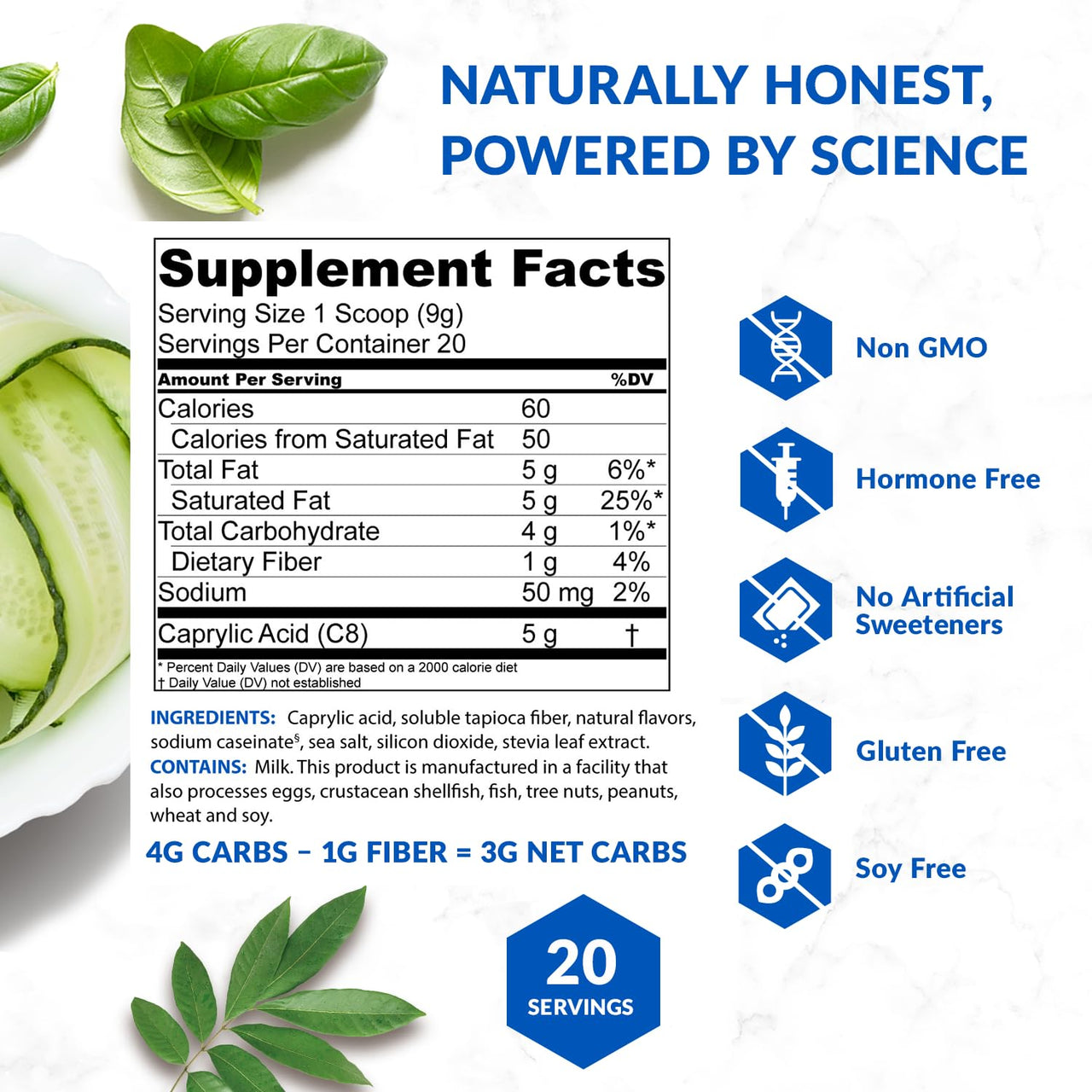 BioTrust Keto Elevate - C8 MCT Oil Powder - Ketogenic MCT Coffee Creamer, Keto Coffee Creamer - Clean Energy, Mental Focus, Clarity -100% Caprylic Acid MCT Powder, Non-GMO(French Vanilla, 20 Servings)