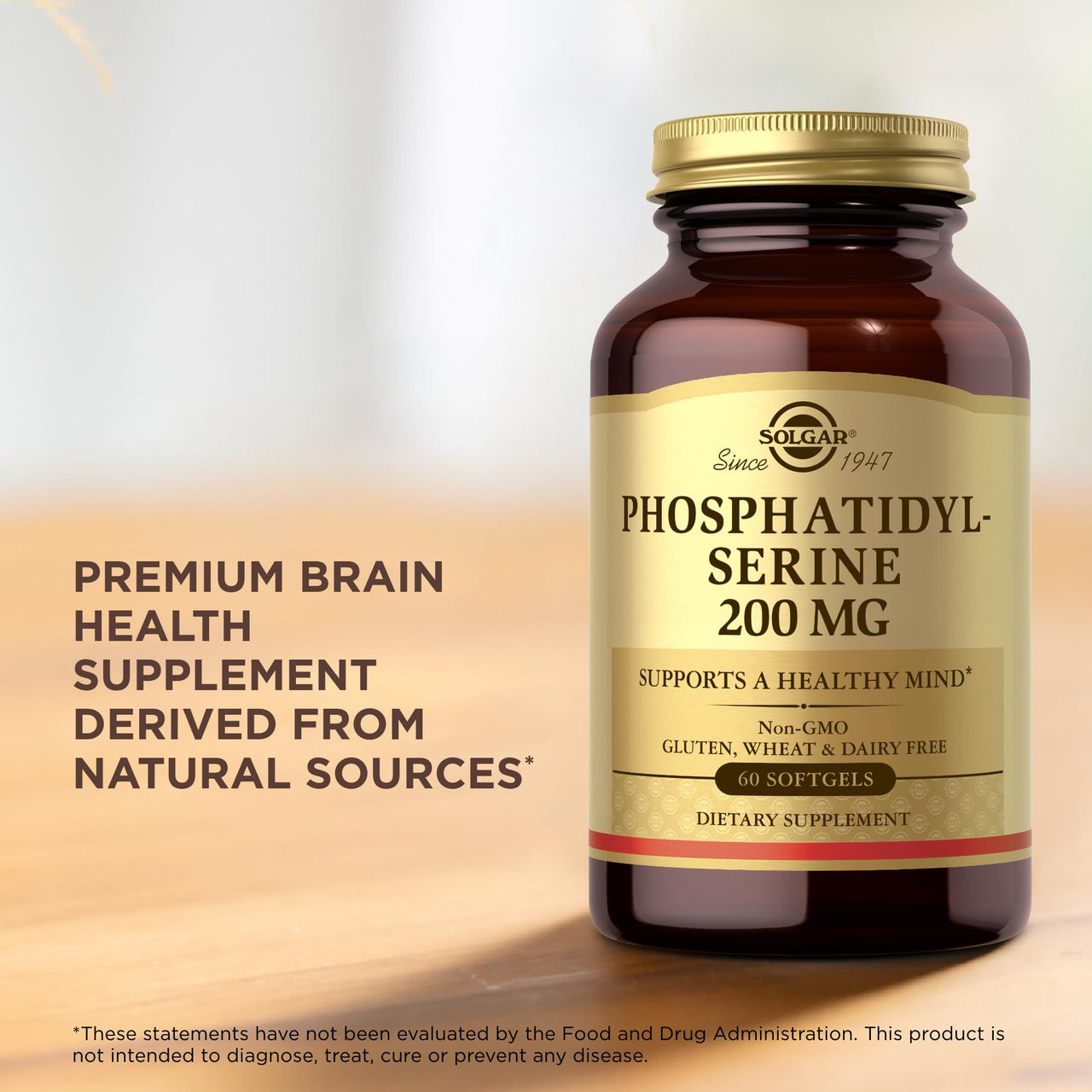 Solgar Phosphatidyl-Serine 200 mg, 60 Softgels (Pack of 2) - Premium Brain Health Supplement, Supports a Healthy Mind & Cognitive Function - Gluten Free, Dairy Free - 60 Servings