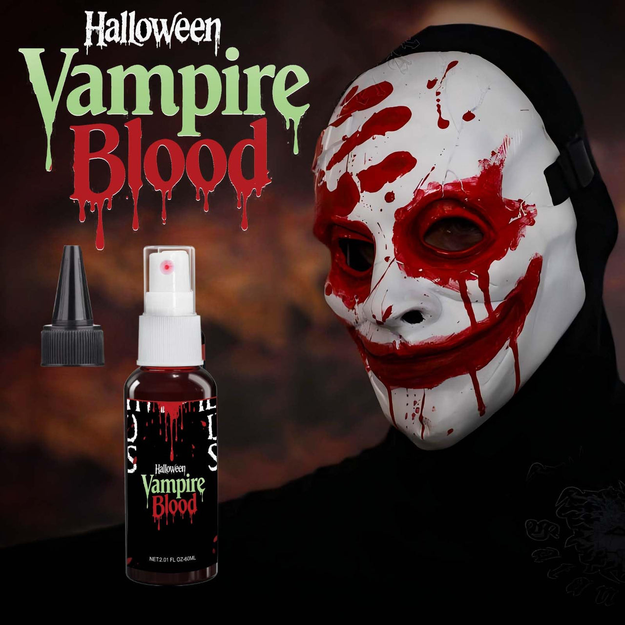 Fake Blood spray,2.01FL.OZ Vampire Blood Makeup,Halloween Fake Blood Spray Eye Blood Drops Body Paint?Blood Splatter for Clothes,Halloween Zombie Monster Vampire Blood Costume Cosplay Makeup,1PC