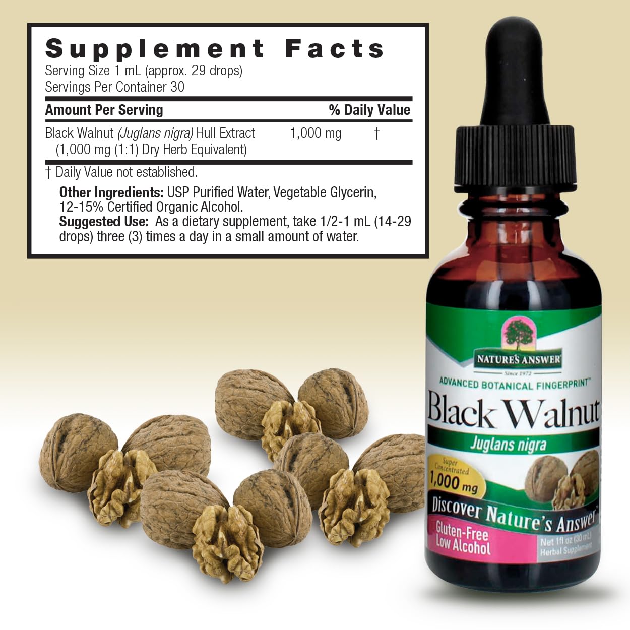 Nature's Answer Black Walnut with Organic Alcohol, 1-Fluid Ounce