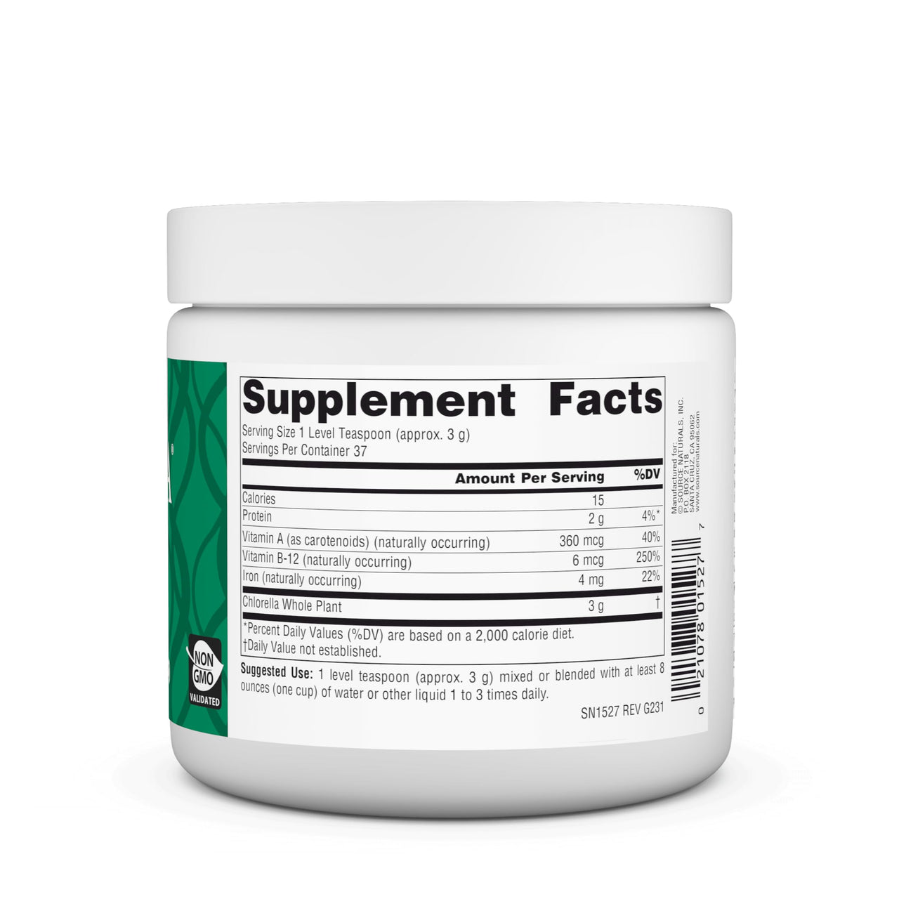Source Naturals Chlorella from Yaeyama, a Source of Vegetarian Vitamin B-12, Non GMO Dietary Supplement - 4 oz Powder