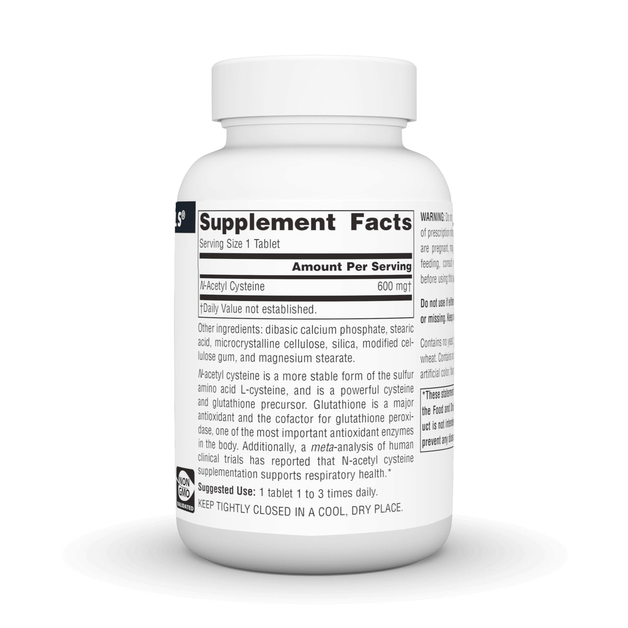 Source Naturals N-Acetyl Cysteine Antioxidant Support 600 mg Dietary Supplement that Supports Respiratory Health* - 120 Tablets