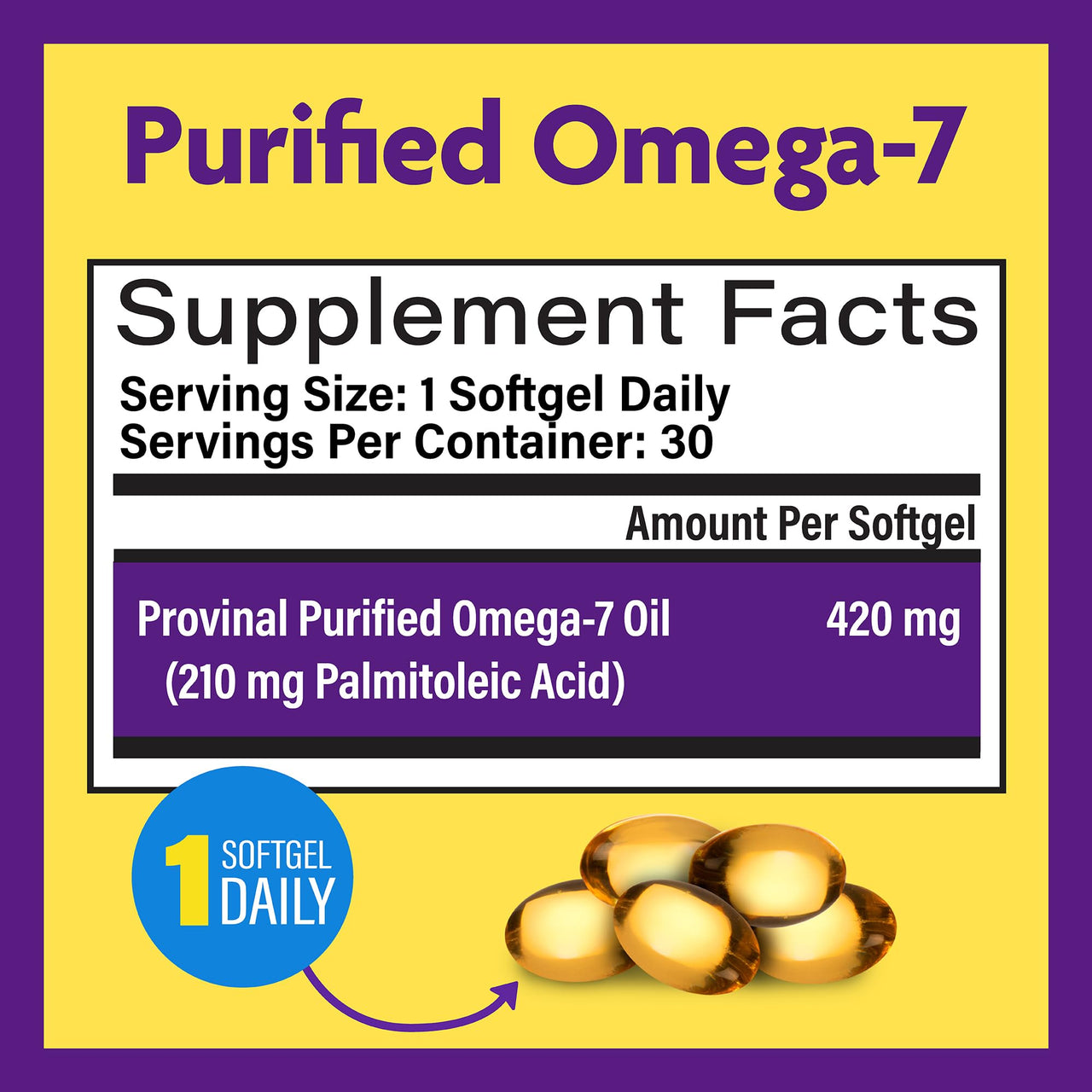 InnovixLabs Purified Omega 7 Supplement - 210 mg Omega-7 Palmitoleic Acid, Fish Oil for Metabolism & Triglyceride Support, Essential Fatty Acids, IFOS Approved, 30 Softgels