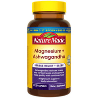 Thumbnail for Nature Made Magnesium + Ashwagandha Capsules, Stress Relief and Sleep Support, Magnesium 300 mg and Ashwagandha Supplements, 60 Capsules, 30 Day Supply