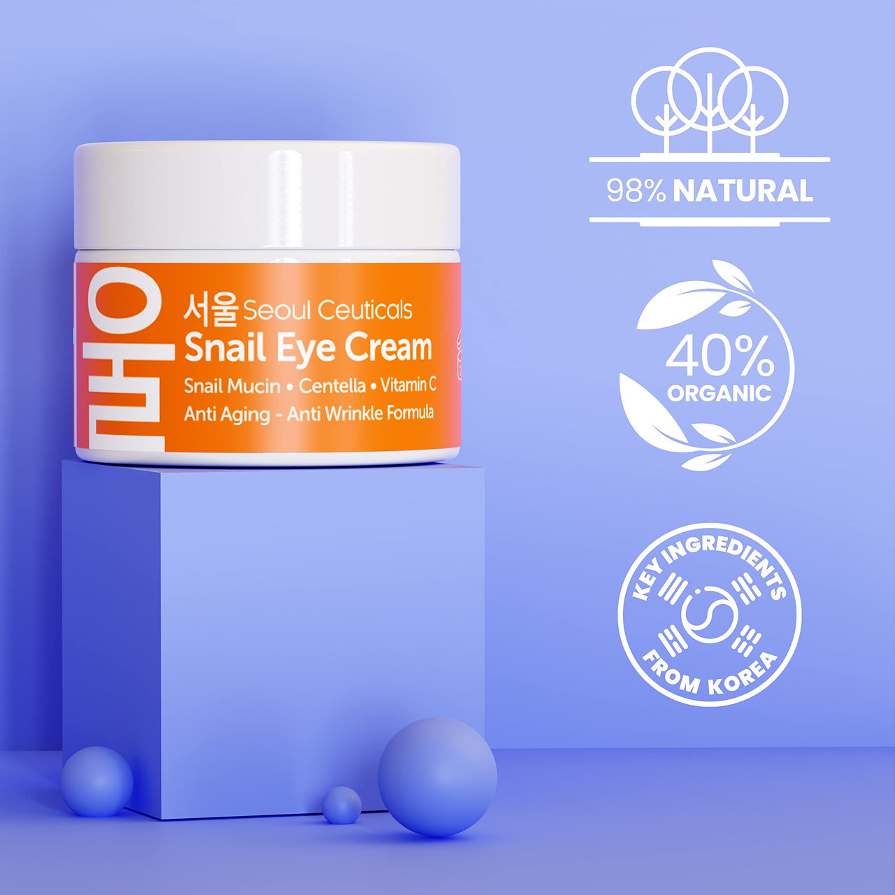Korean Vitamin C Serum + 97.5% Snail Mucin Eye Cream Set for Glowing Skin & Youthful Eyes