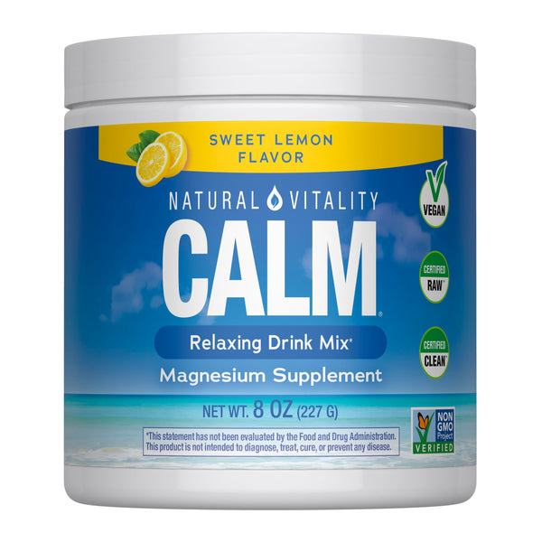 Natural Vitality Calm, Magnesium Supplement, Anti-Stress Drink Mix Powder, Gluten Free, Vegan, & Non-GMO, Sweet Lemon, 8 oz