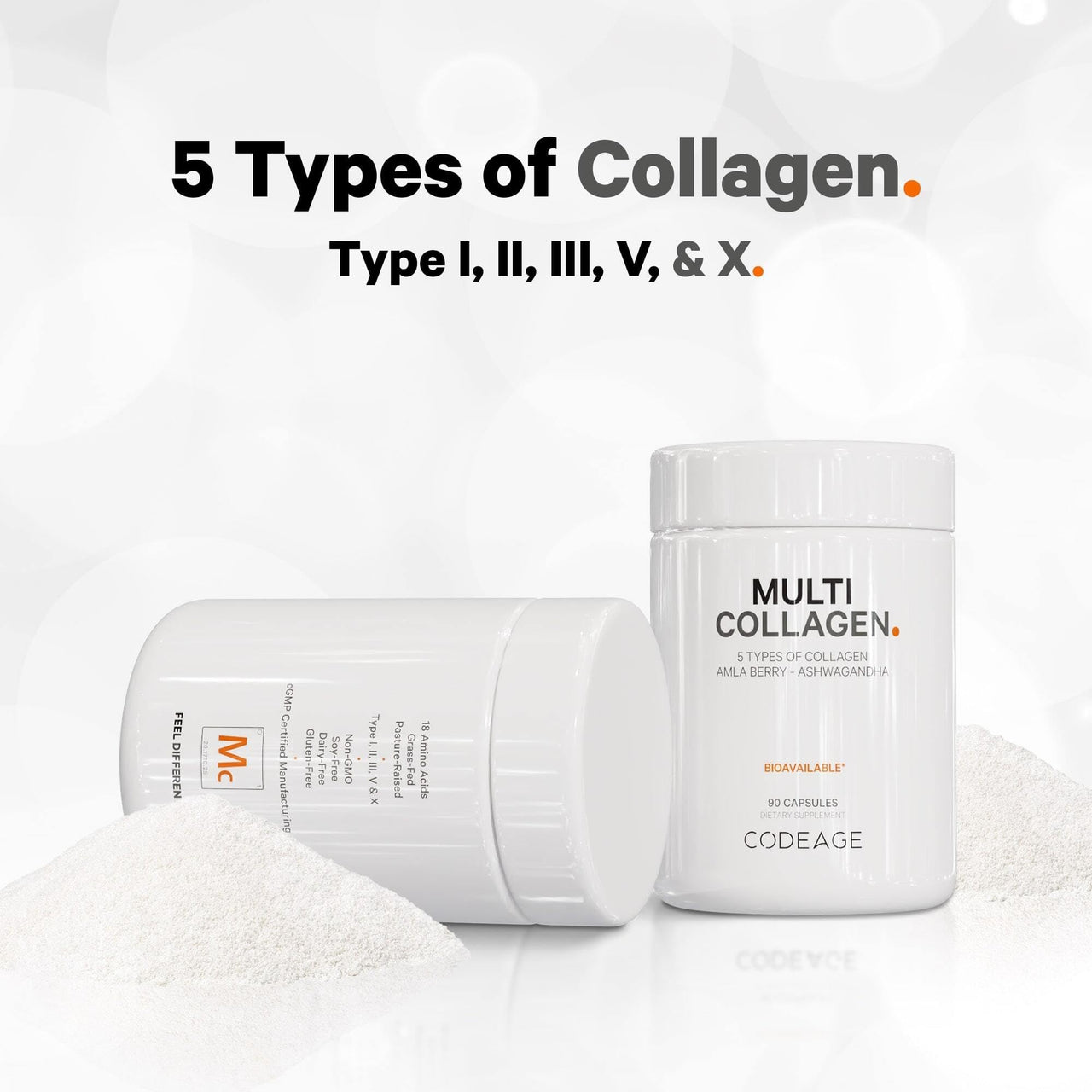 Codeage Multi Collagen Protein Capsules 5 Types, Ashwagandha Withania Somnifera & Organic Amla Berry + SBO Probiotic Blend 50 Billion CFU Bundle, Lactobacillus Plantarum, Bacillus Subtilis, Non-GMO