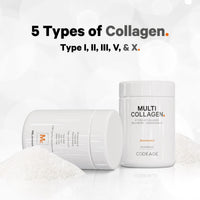 Thumbnail for Codeage Multi Collagen Protein Capsules & Multi Collagen Protein Powder Bundle | Multi Collagen Pills, Collagen Types I, II, II, V & X, 90 Count | Multi Collagen Peptides - Pure, Hydrolyzed, 20 oz