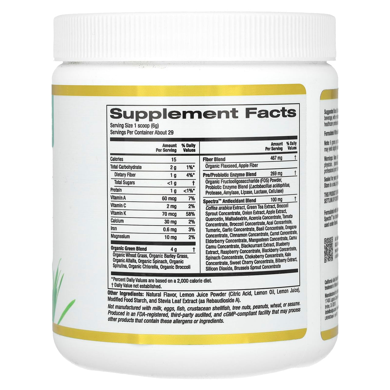 Supergreens Antioxidant, Greens, Fiber & Probiotics, Strawberry Lemonade, 6.03 oz (171 g)