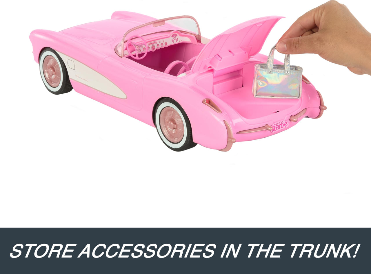 Hot Wheels RC Corvette from Barbie the Movie, Full-Function Remote-Control Toy Car Holds 2 Barbie Dolls