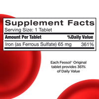 Thumbnail for Feosol Original Iron Supplement Tablets, Non-heme, 65mg Iron per Pill, 1 Per Day, 120ct, 4 Month Supply, for Energy and Immune System Support, Made in USA