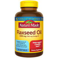 Thumbnail for Nature Made Extra Strength Flaxseed Oil 1400 mg, Fish Free Omega 3 Supplement, Dietary Supplement for Heart Health Support, 100 Softgels, 100 Day Supply