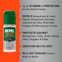 Thumbnail for Repel 100 Insect Repellent, Repels Mosquitos, Ticks and Gnats, For Severe Conditions, Protects For Up To 10 Hours, 98% DEET (Pump Spray) 1 fl Ounce