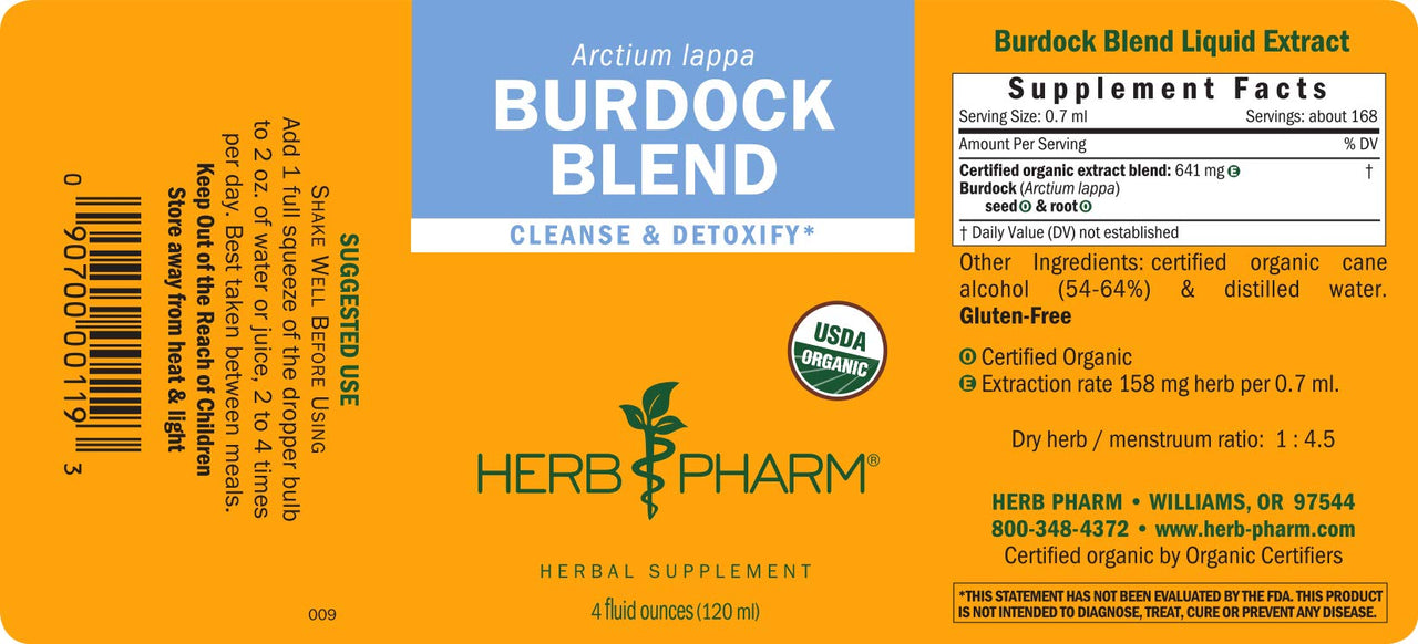 Herb Pharm Burdock Blend Liquid Extract to Support Cleansing & Detoxifying - 4 Ounce