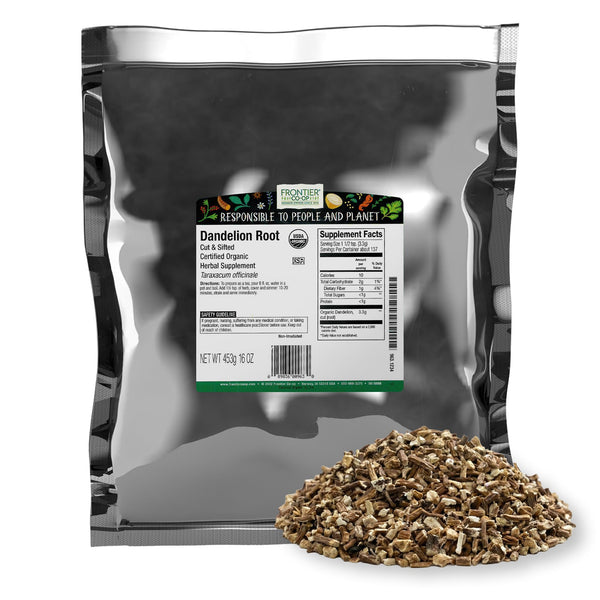 Frontier Co-Op Organic Dandelion Root, Cut and Sifted, 1 Pound