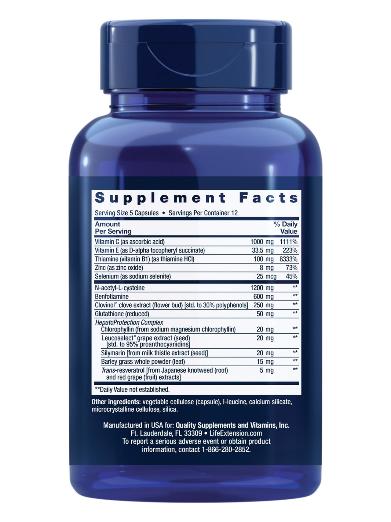 Life Extension Anti-Alcohol Complex, Vitamin C, zinc, Grape Seed, Milk Thistle, Clove Extract, Supports Healthy Alcohol Metabolism & Optimal Liver Function, Gluten-Free, Non-GMO, 60 Capsules