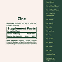 Thumbnail for Natureâ€™s Bounty Zinc 50mg, Immune Support & Antioxidant Supplement, Promotes Skin Health 250 Caplets