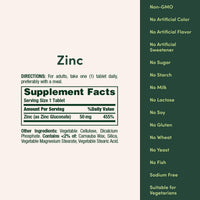 Thumbnail for Nature’s Bounty Zinc 50mg, Immune Support & Antioxidant Supplement, Promotes Skin Health, 1 Caplet Per Day, Gluten Free, 250 Vegetarian Caplets