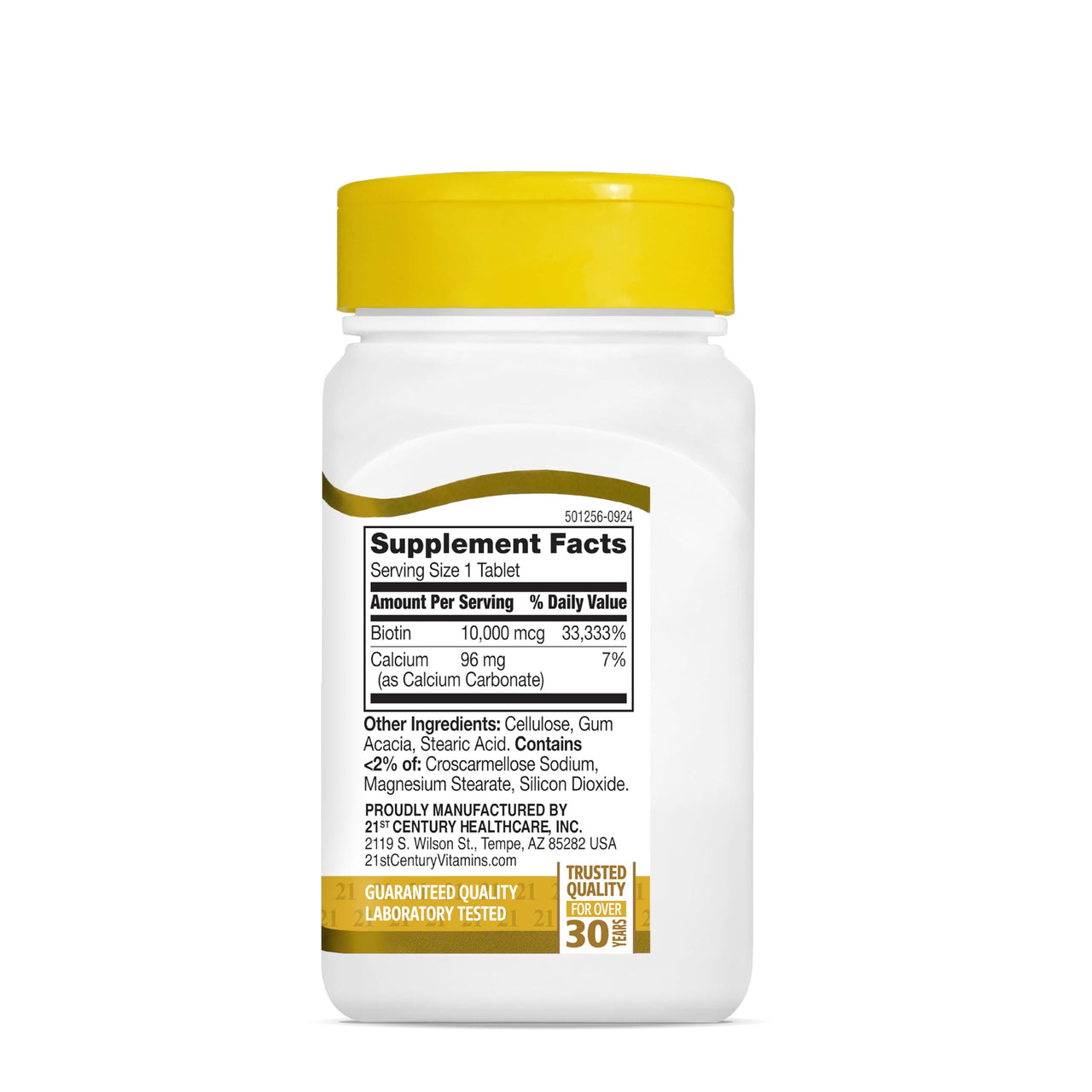 21st Century Biotin Tablets, 10,000 mcg, Unflavored 120 Count