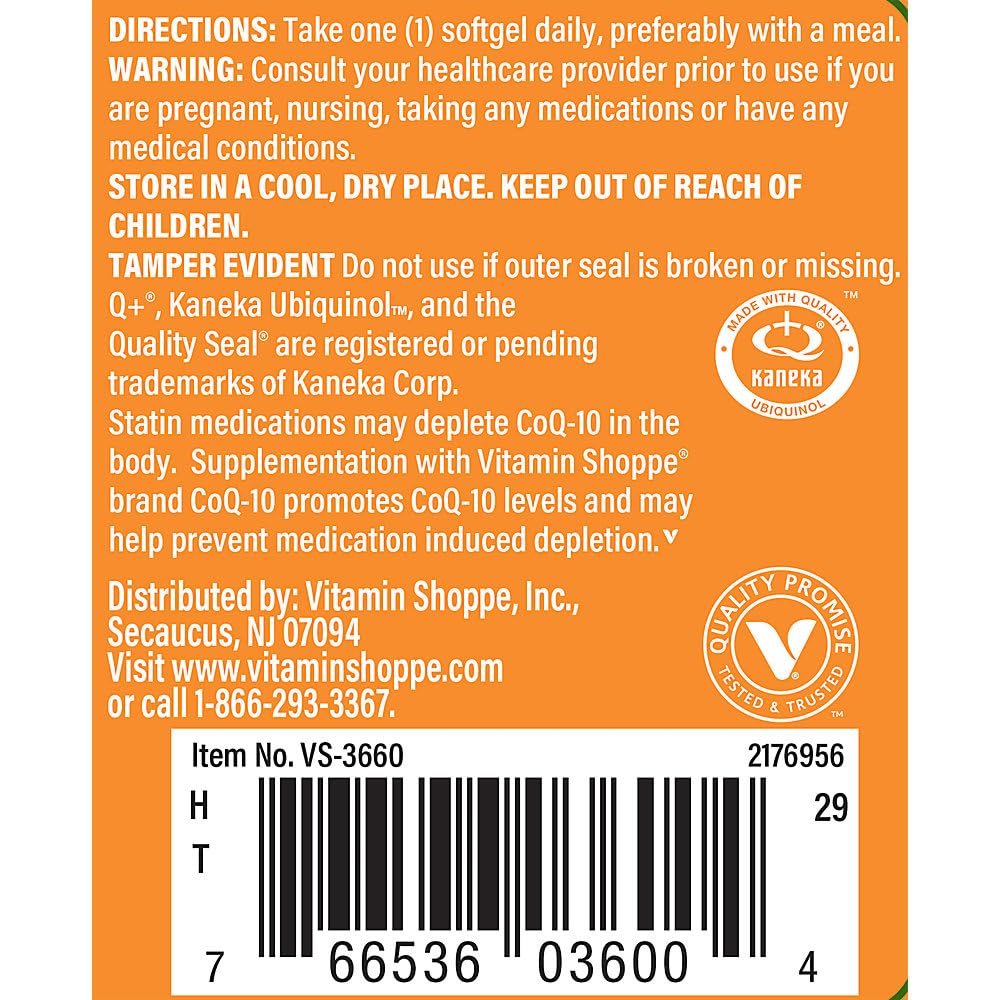 The Vitamin Shoppe Ubiquinol CoQ-10 - Helps Energy Production, Supports Cellular & Cardiovascular Health - 300 MG (30 Softgels)