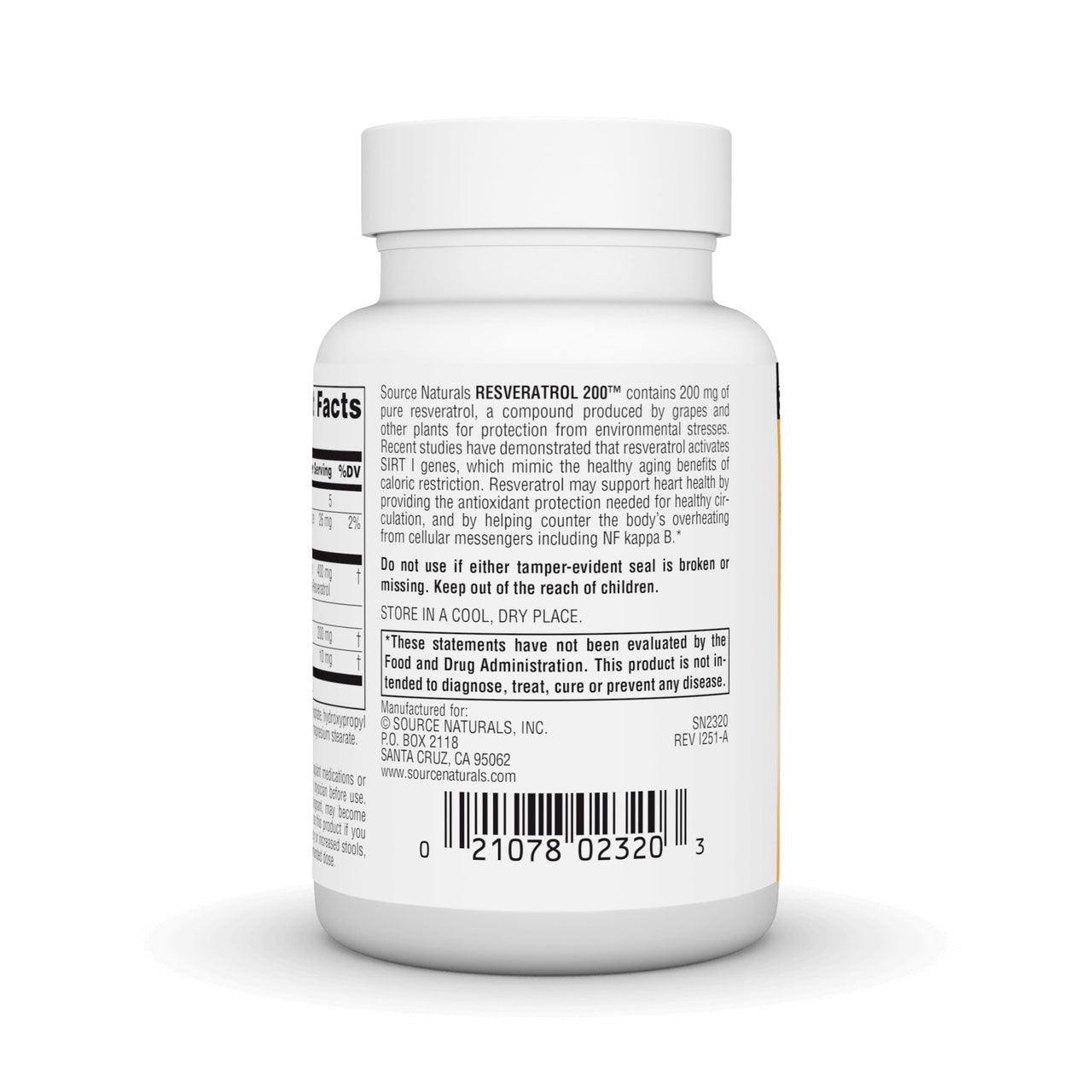 Source Naturals Resveratrol, for Heart and Healthy Aging* - 200 mg- 60 Vegan Capsules