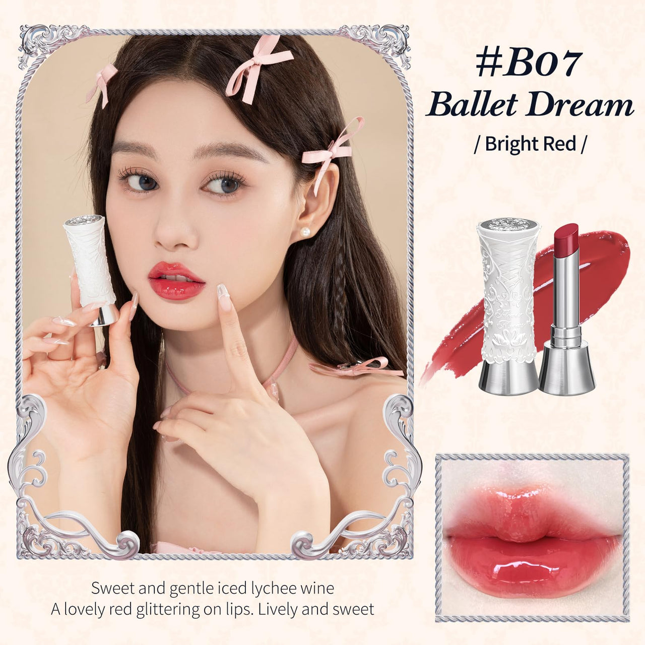 Flower Knows Swan Ballet Shine Solid Lip Gloss Stick-Moisturizing Tinted Lip Balm-Hydrating Lip Gloss in Balm-Long Lasting Lip Makeup for Girls&Women,Vegan & Cruelty-Free(B07 Ballet Dream)