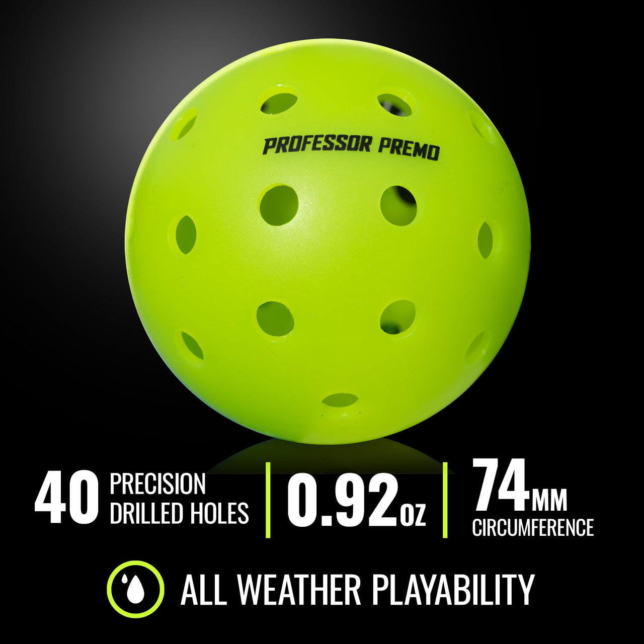 Professor Pickleball PREMO40 Outdoor Pickleball Balls - Tournament Grade USAPA Approved Pickleball Balls - 4 Pack of pickleballs, 12 Pack, 36 Pack, 100 Pack