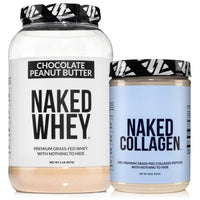 Thumbnail for NAKED Whey Chocolate Peanut Butter Protein Powder (21 Servings) + Collagen Peptides Protein Powder 20oz (60 Servings) – Grass-Fed; Non-GMO; Gluten Free; Soy Free