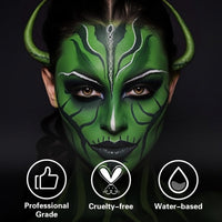 Thumbnail for BOBISUKA Green Face Body Paint, Water Based Face Painting for Art Theater Halloween Party Cosplay Clown SFX Makeup for Women Adults, Non-Toxic Washable